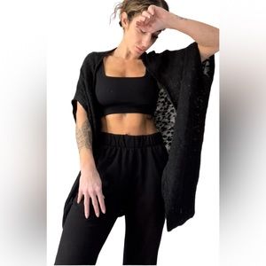 Silence + Noise Black Maxi Open short sleeve Cardigan Size Medium